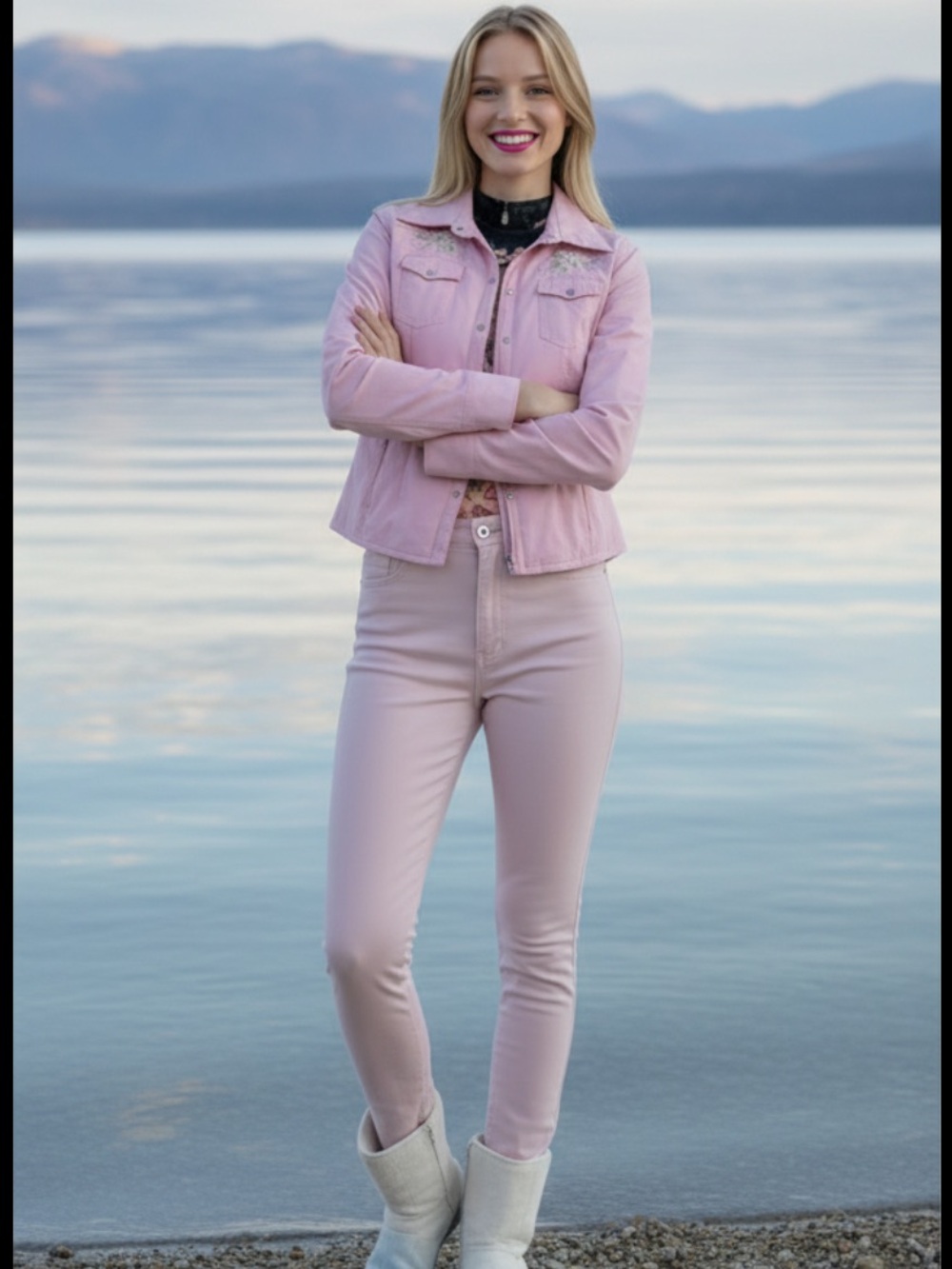 Bogner Light Pink Embroidered Ski Jacket